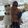 Niño peruano y llama facha