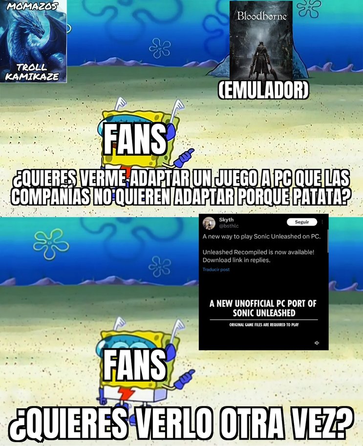 La comunidad de PC lo ha vuelto a hacer, está vez han creado un port de Sonic Unleash para PC, para usarlo debes de tener una ISO del juego de Xbox 360 - meme