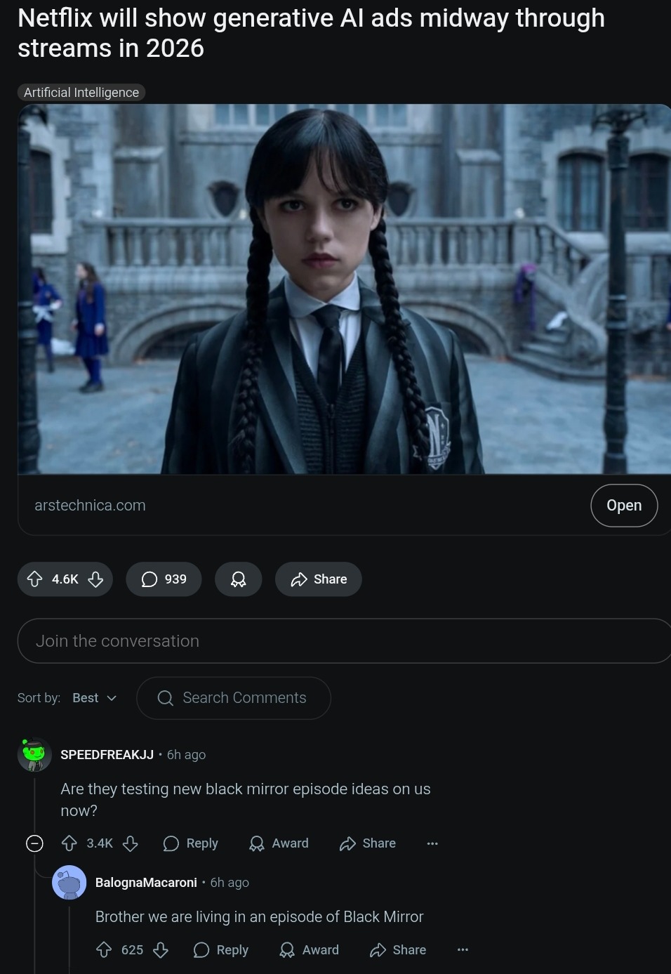 Netflix adding AI ads mid-movie like it’s a live Black Mirror test - meme