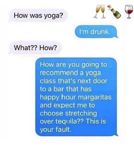 Yoga vs Tequilas - meme