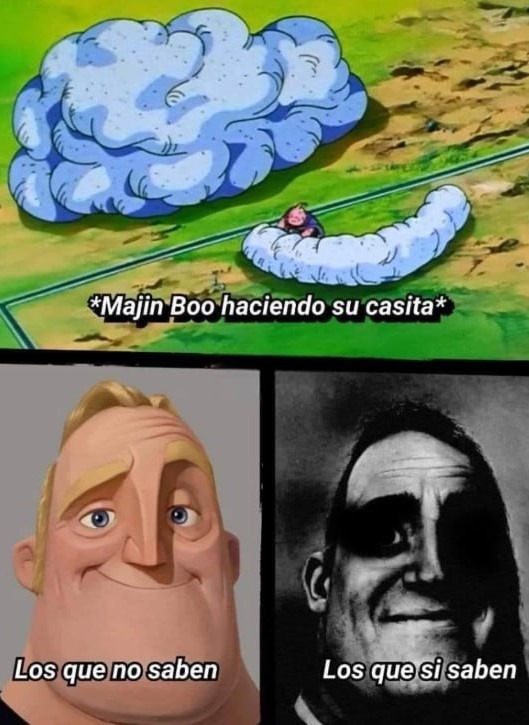 Majin Boo armando su casa - meme