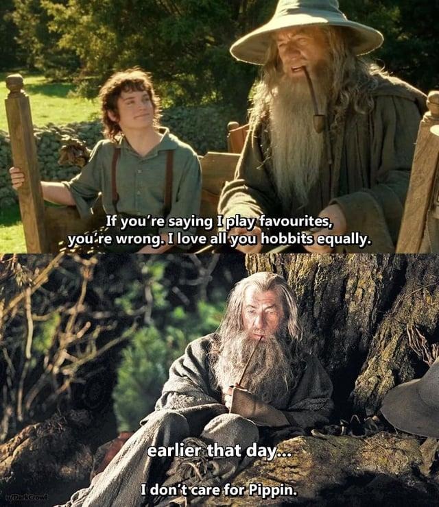 I love all my hobbits equally... except Pippin - meme
