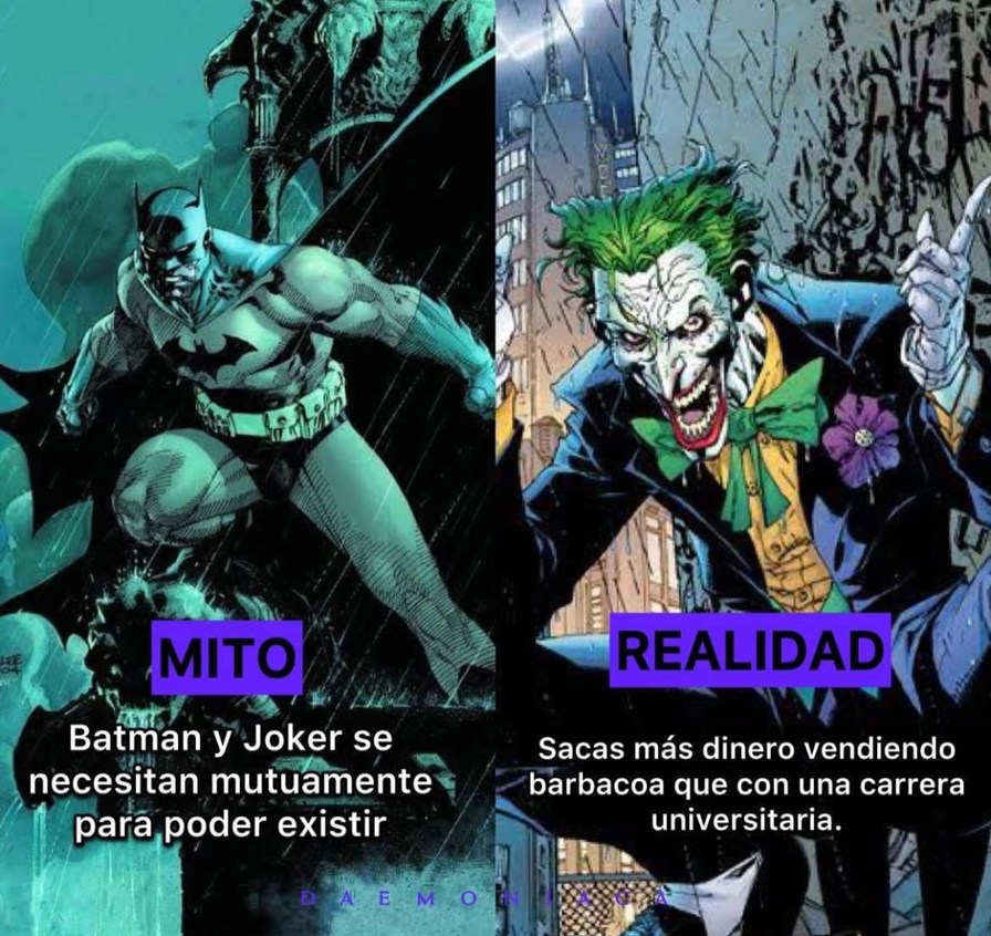 Batman y el Joker vs el que vende barbacoa en la esquina - meme