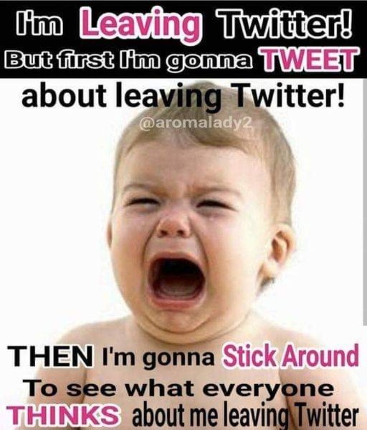 People who say they are leaving Twitter, but they never do it - meme