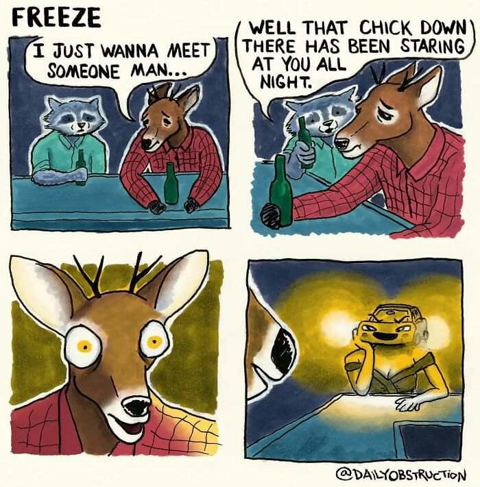 Deer in headlights - meme