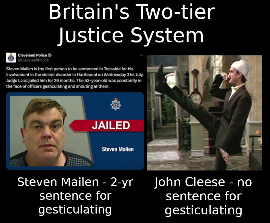 British Justice - 2 year sentence for gesticulating - meme