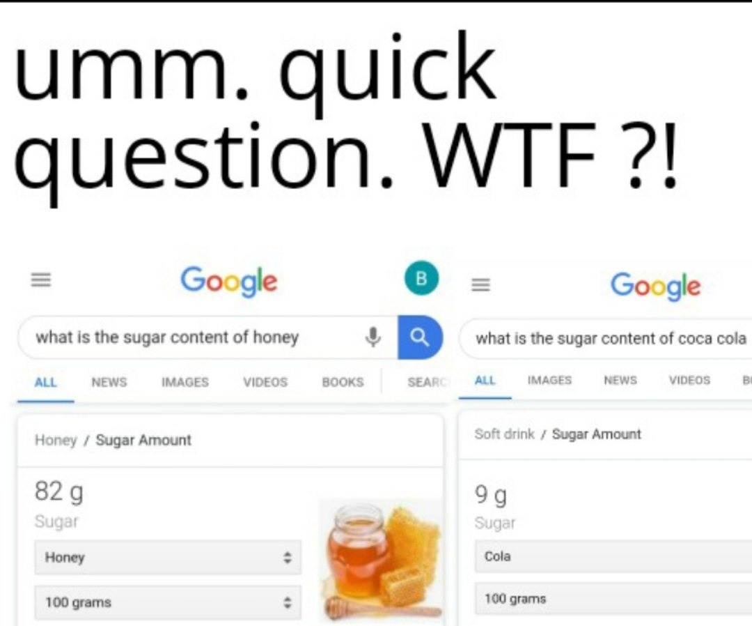 When you ask Google about honey and get more info than you bargained for - meme