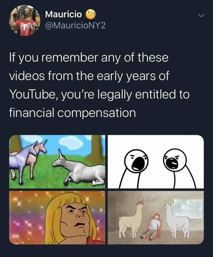 If you remember these YouTube vids, you deserve money - meme