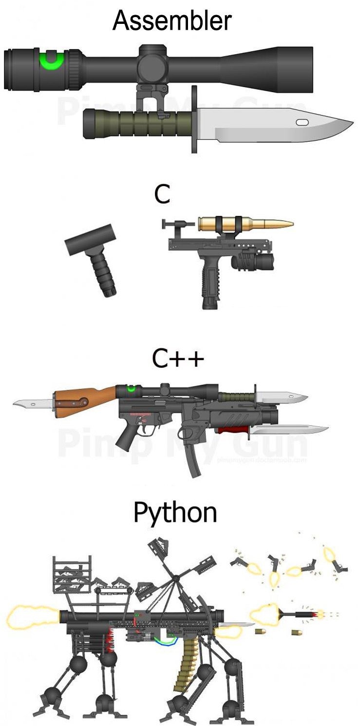 If programming languages were guns - meme