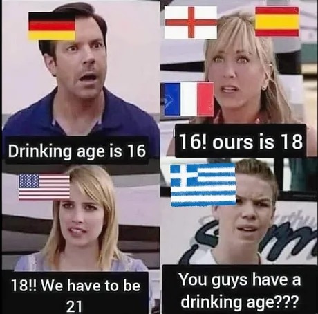 Drinking age in different countries - meme