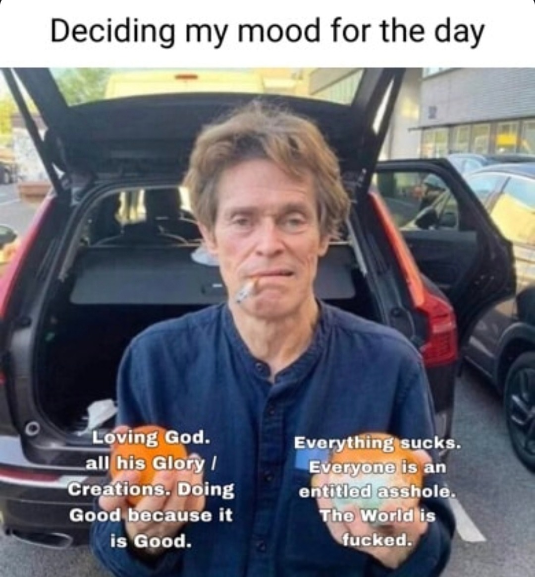 Mood check: everything sucks but God is good - meme