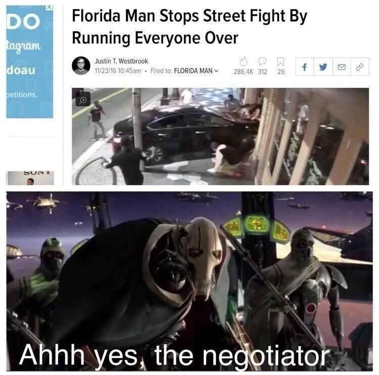 Florida Man ends street fight like it's GTA V - meme