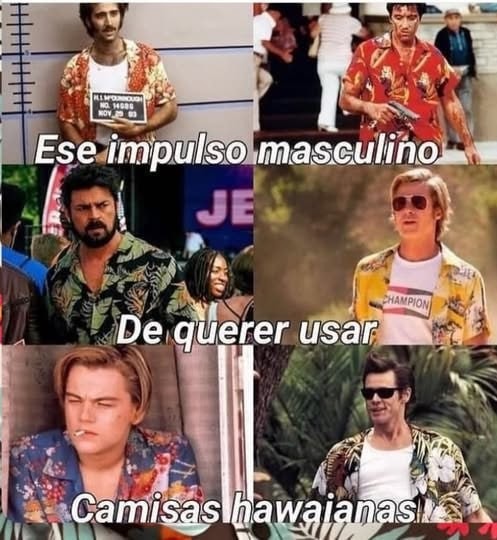 Ese impulso masculino random de querer llevar camisa hawaiana - meme