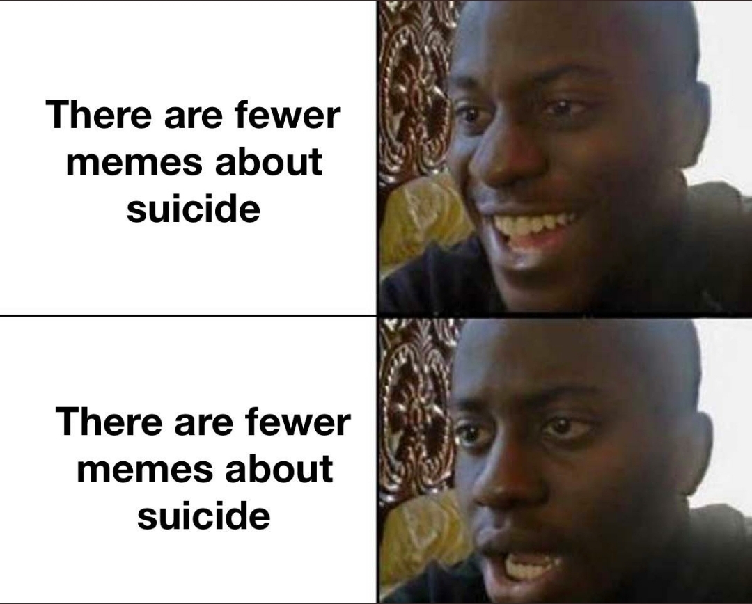 Laughing at suicide joke is fun, laughing at people who commit it is also fun - meme