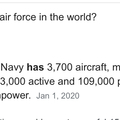 I don’t know why but I looked this up and I thought it was funny. Not even an air force  has the strongest airforce. Its a navy