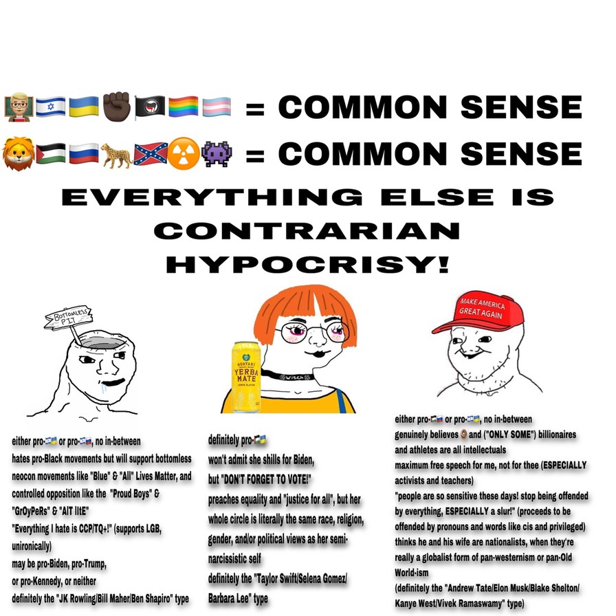 common sense vs contrarian hypocrisy - meme