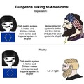 Europeans talking to Americans