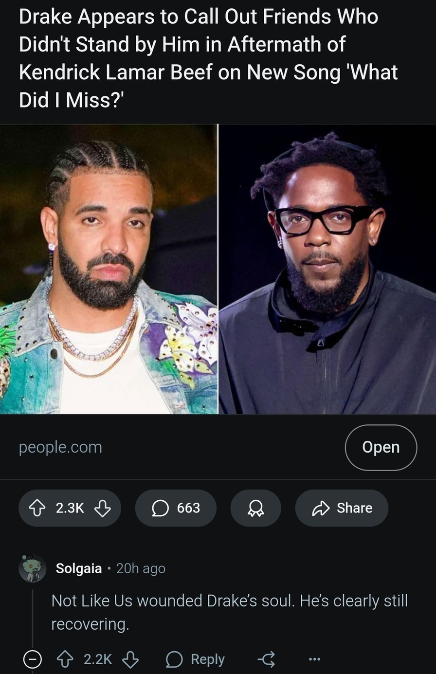 Drake still salty over Kendrick beef - meme