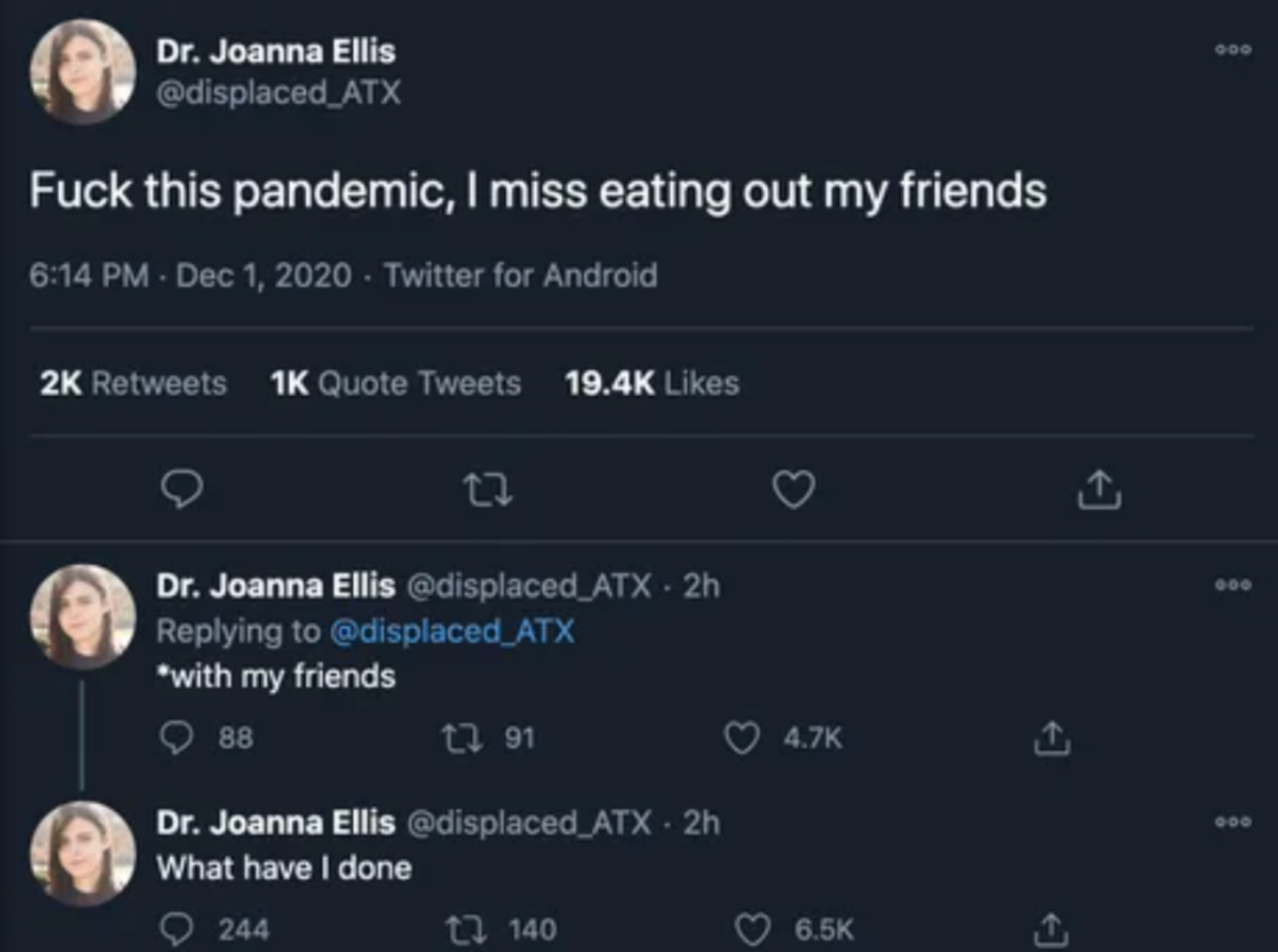 Miss eating out my friends - meme