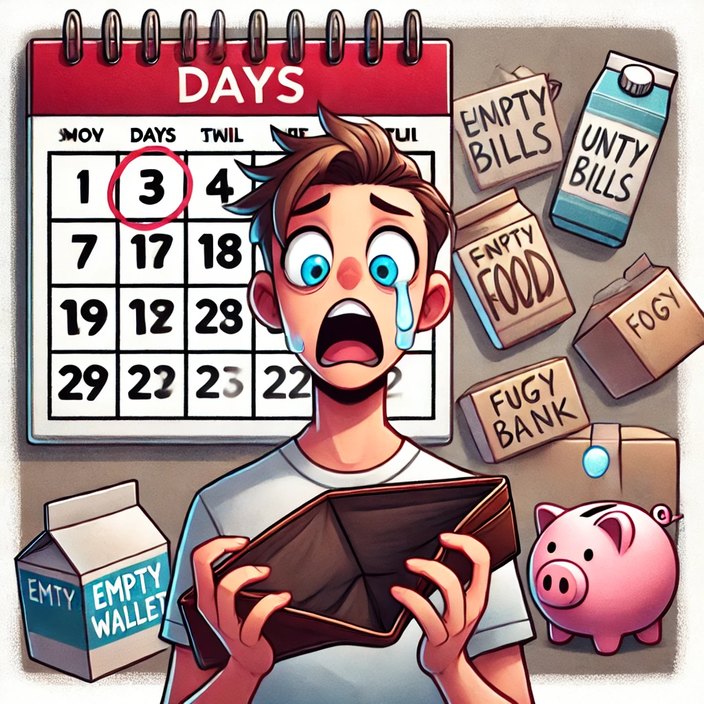 Feeling of running out of salary with so many days left in the month - meme