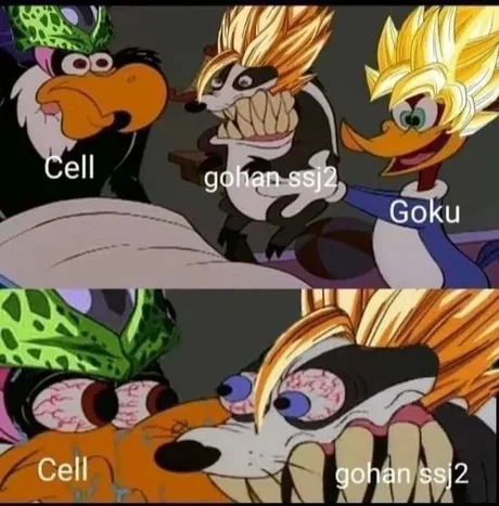Gohan se ventiló a Cell - meme