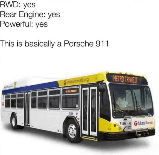 Basically a Porsche 911 if you squint hard enough - meme