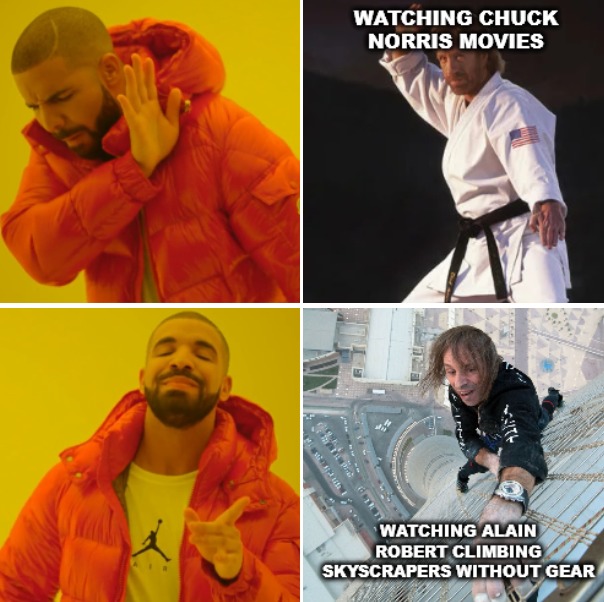 Watching chuck norris, or not. - meme