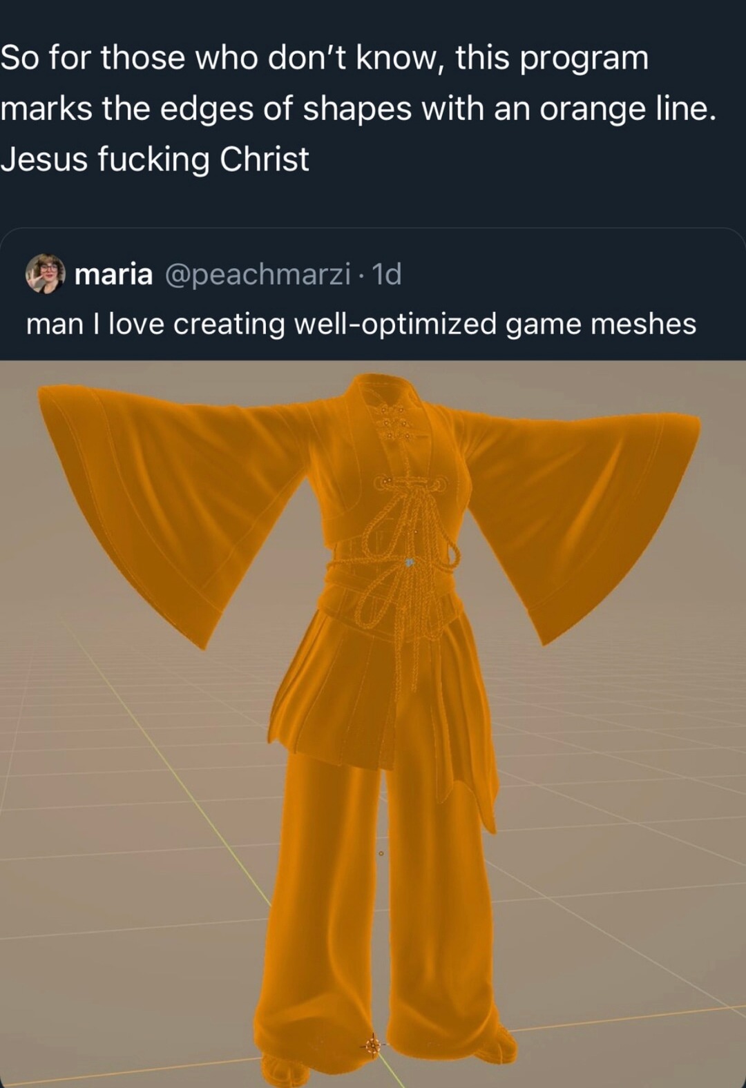 This mesh has more trauma than I do - meme