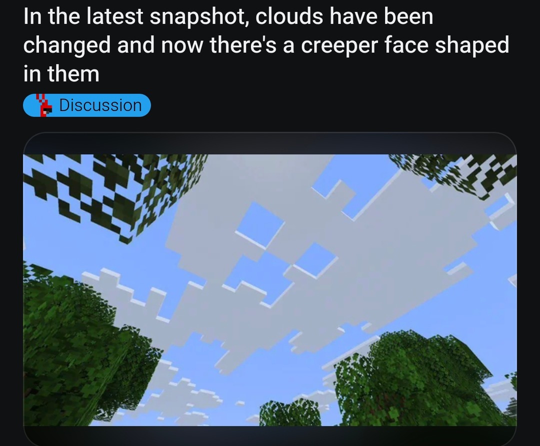 Minecraft clouds got creeper-coded - meme
