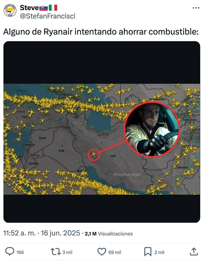 alguien en ryanair intentando ahorrar combustible a tope - meme