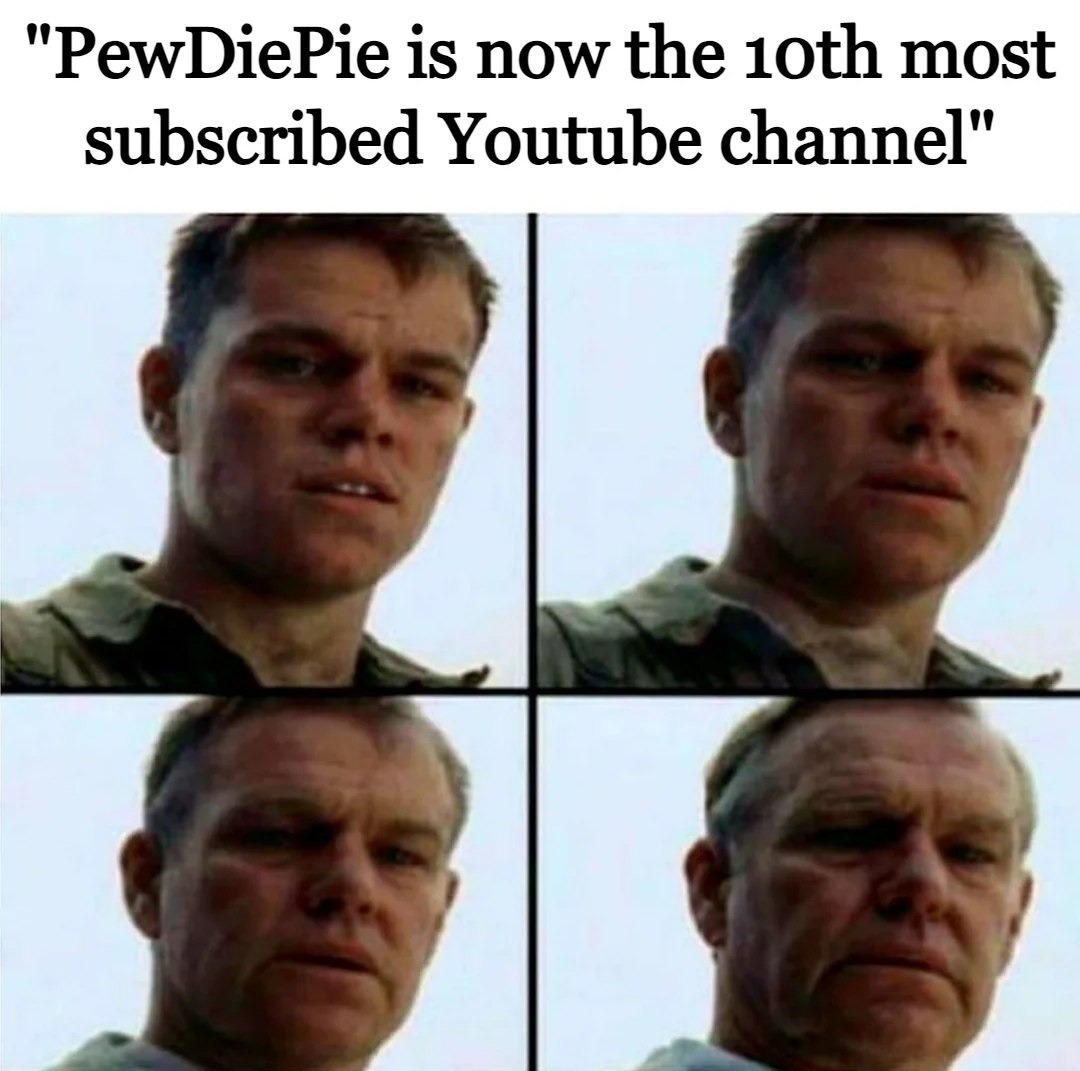 PewDiePie at #10? End of an era, bros - meme