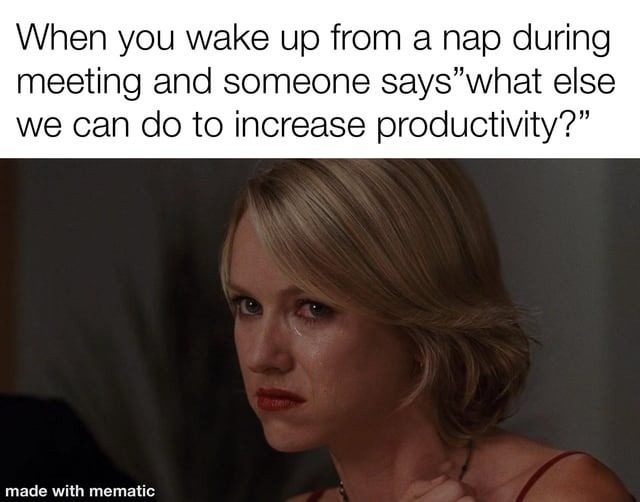 Woke up mid-meeting and accidentally became project lead - meme