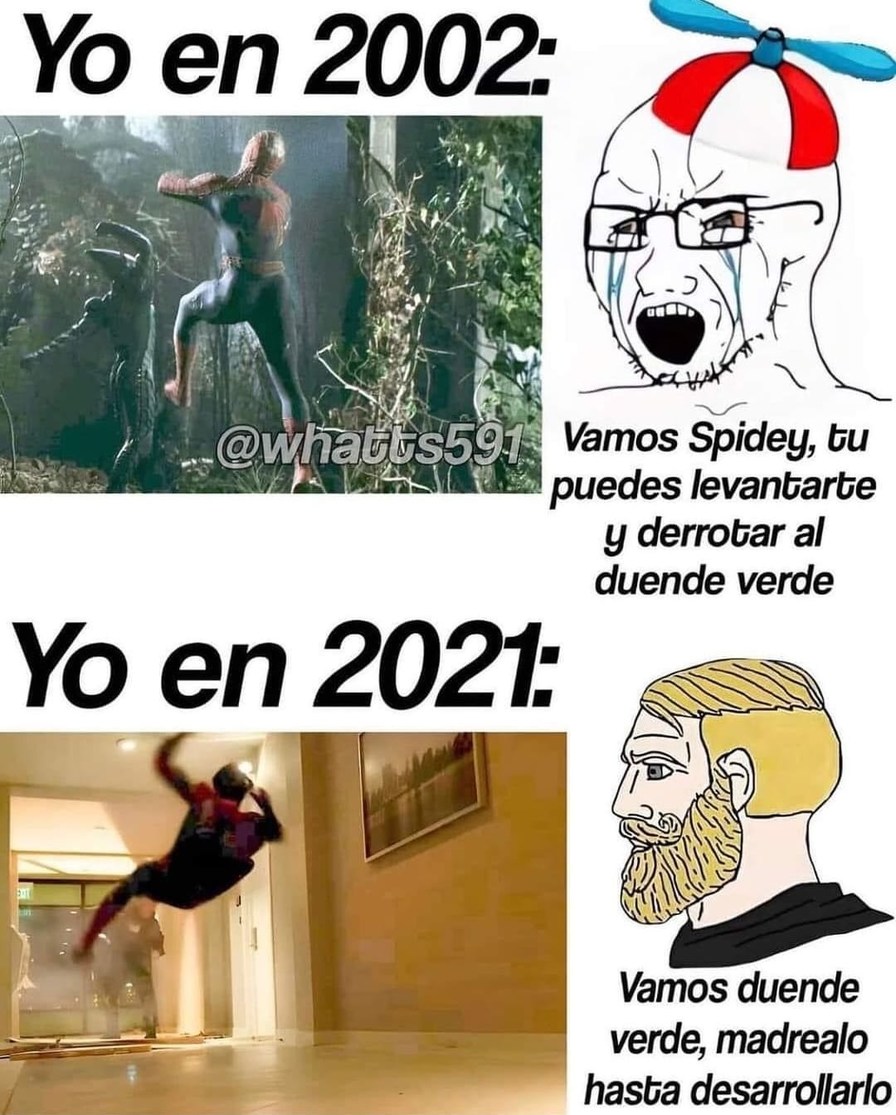 Duende verde vs Spidermans - meme