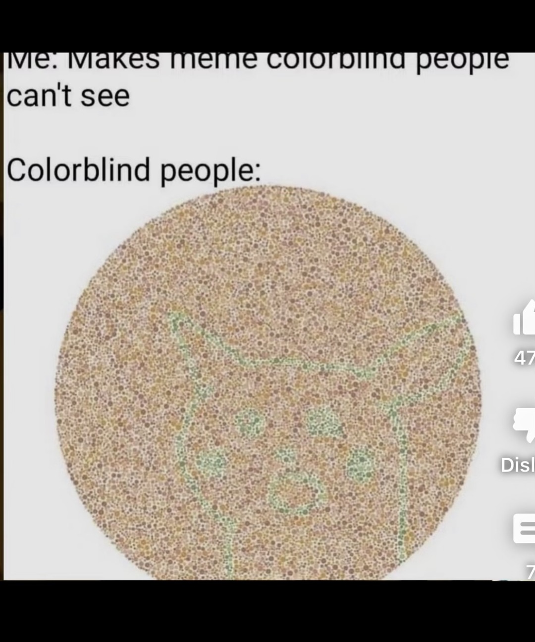 I’m actually colorblind, what does the circle say? - meme