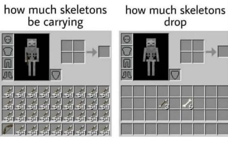 How much skeletons drop - meme