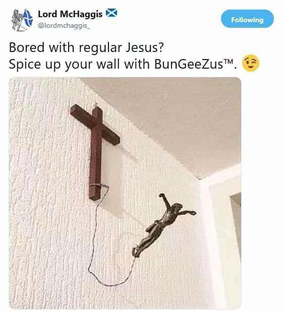 He jumped for our sins - meme
