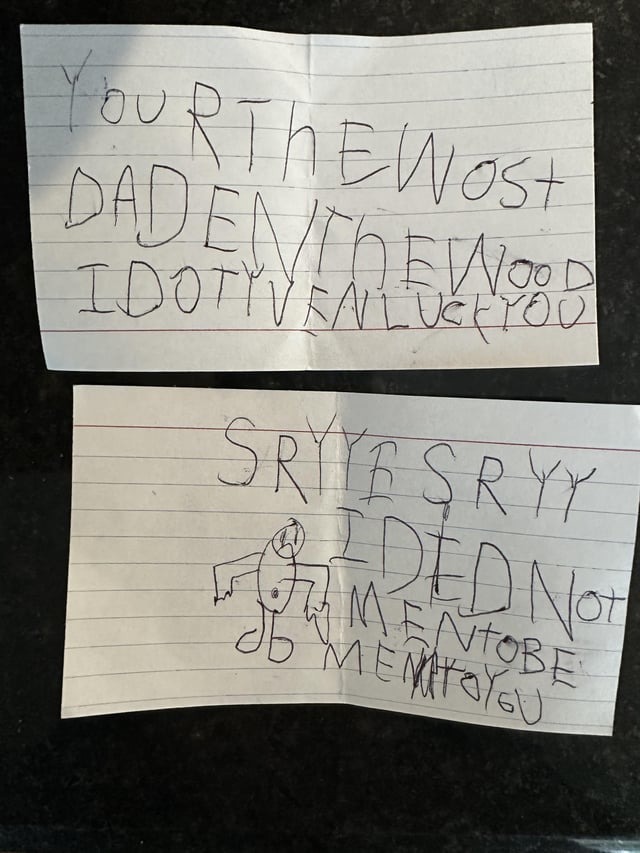 5yo notes to dad - meme