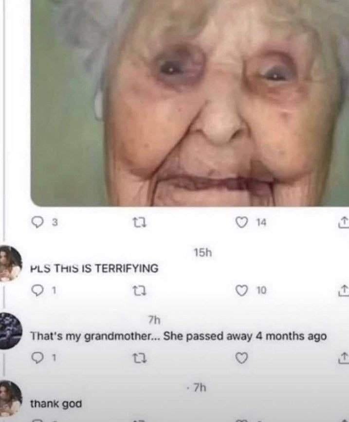 Grandma looking freaky - meme