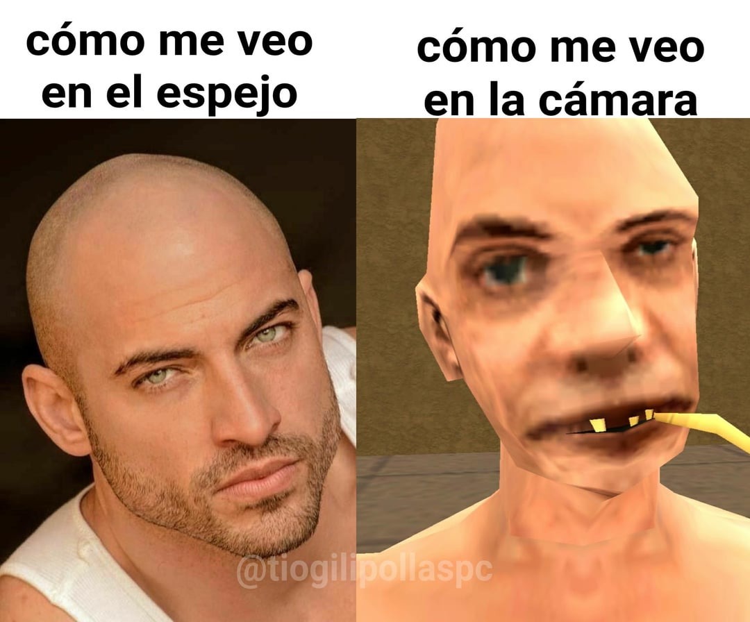 En camara vs en espejo - meme