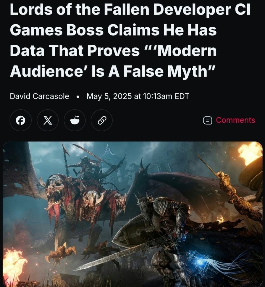 Lords of the Fallen dev says modern audience myth is cap - meme