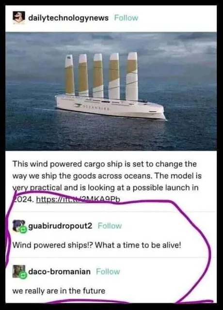 Wind powered ships, we really are in the future - meme