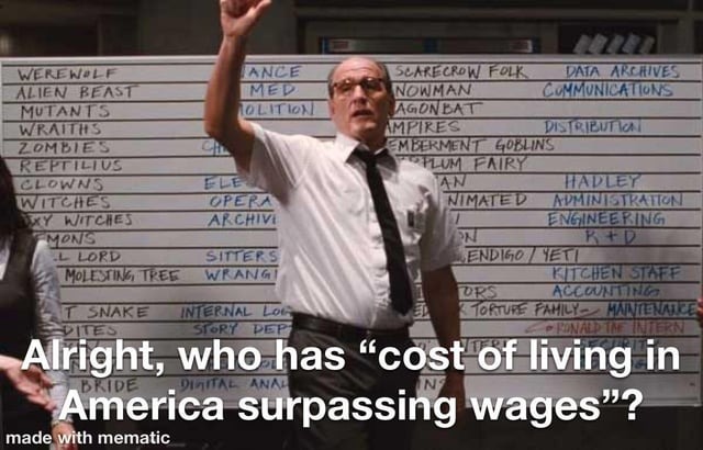 Cost of living and wages - meme