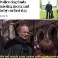 Police dog finds missing mom and baby on first day