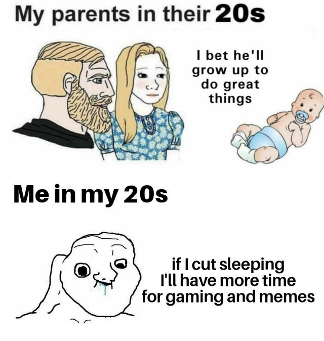 My parents in their 20s vs me in my 20s - meme