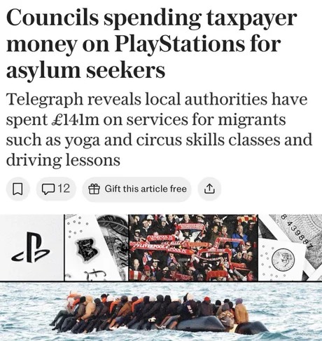 Councils spending taxpayer money on PlayStations for asylum seekers - meme