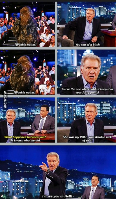 Han Solo And the wookie. - meme