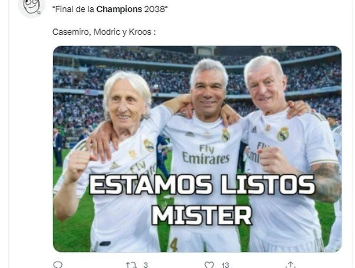 Casemiro, Modrid y Croos en la 20 Champions - meme