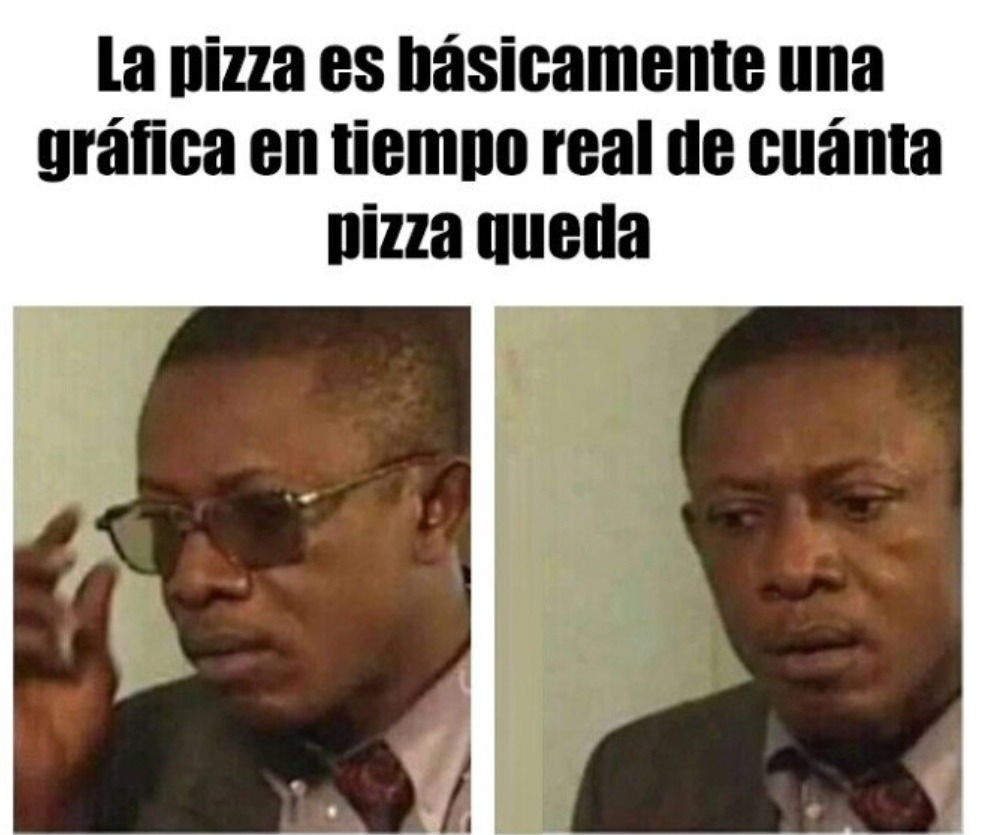 La pizza es literalmente una gráfica de cuánto te queda - meme