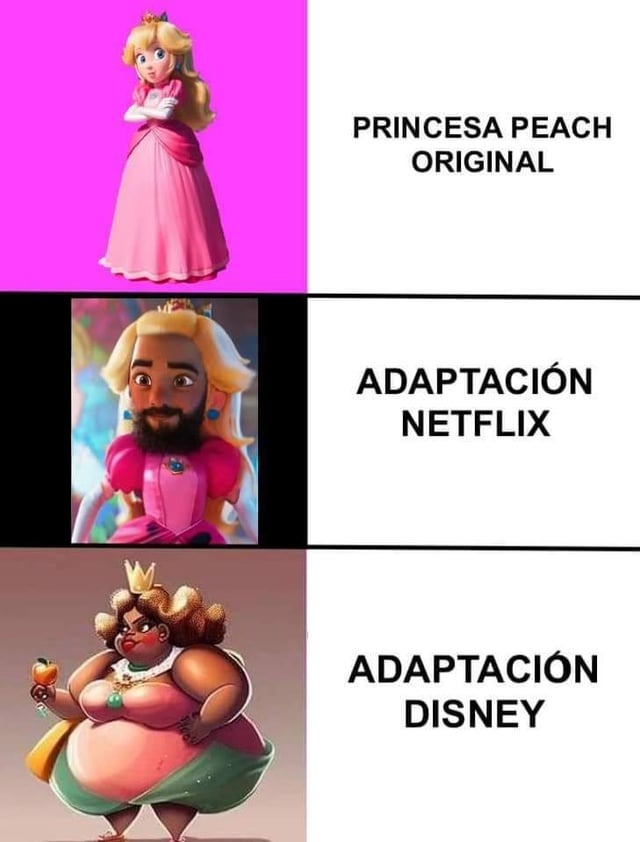 Princesa Peach y sus adaptaciones - meme