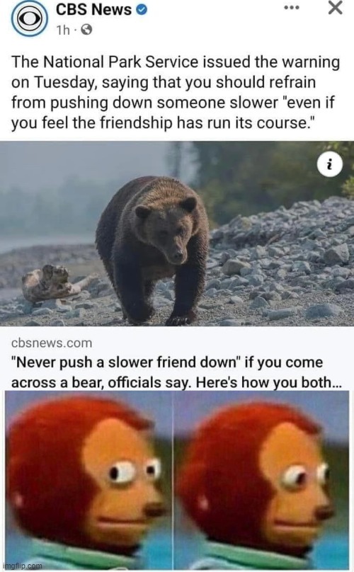 Never push a slower friend down - meme